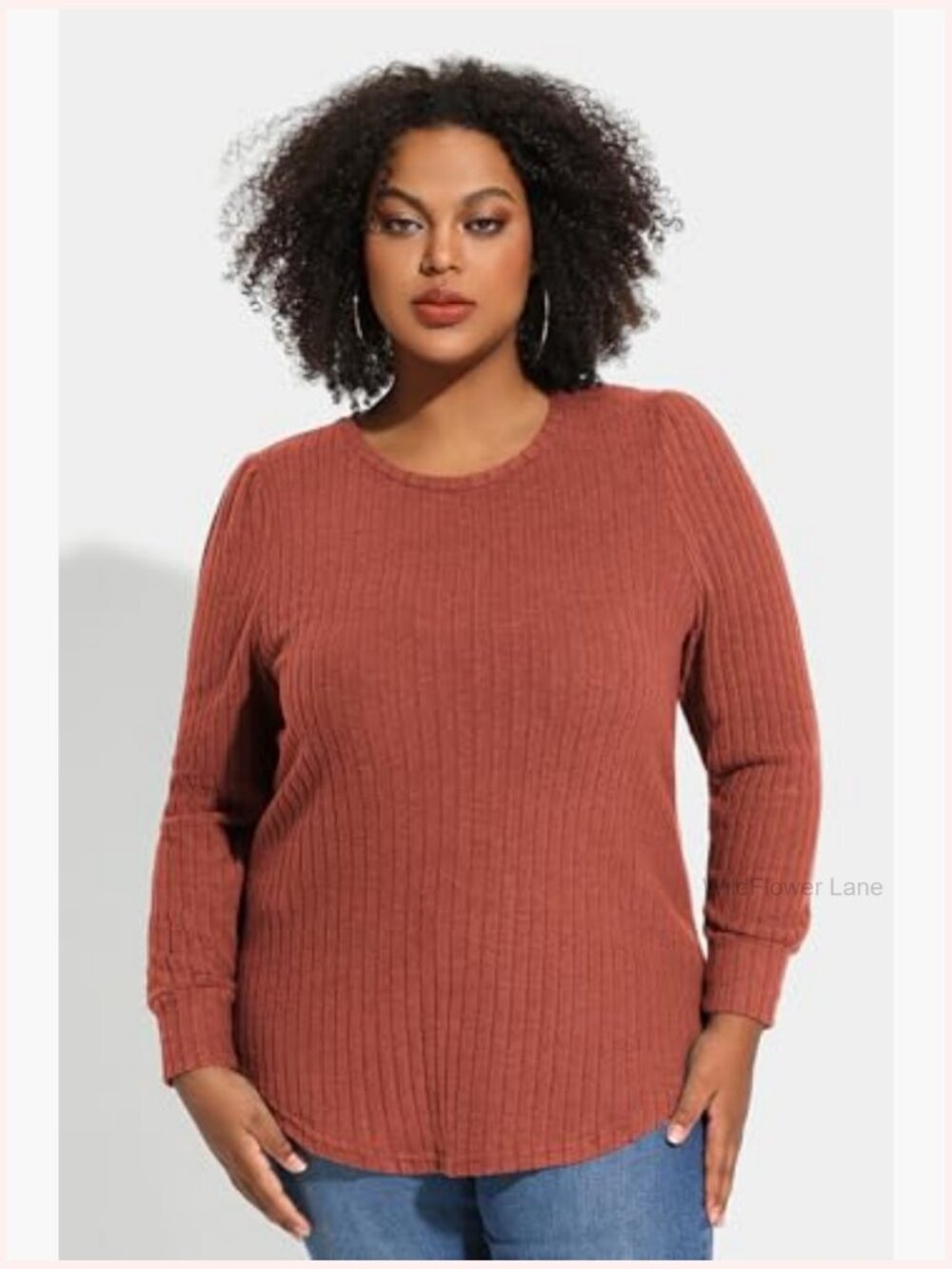 Plus Size Long Sleeve Knit Pullover Sweater Soft Stretchy Tunic Top XL-5XL - Picture 2 of 4